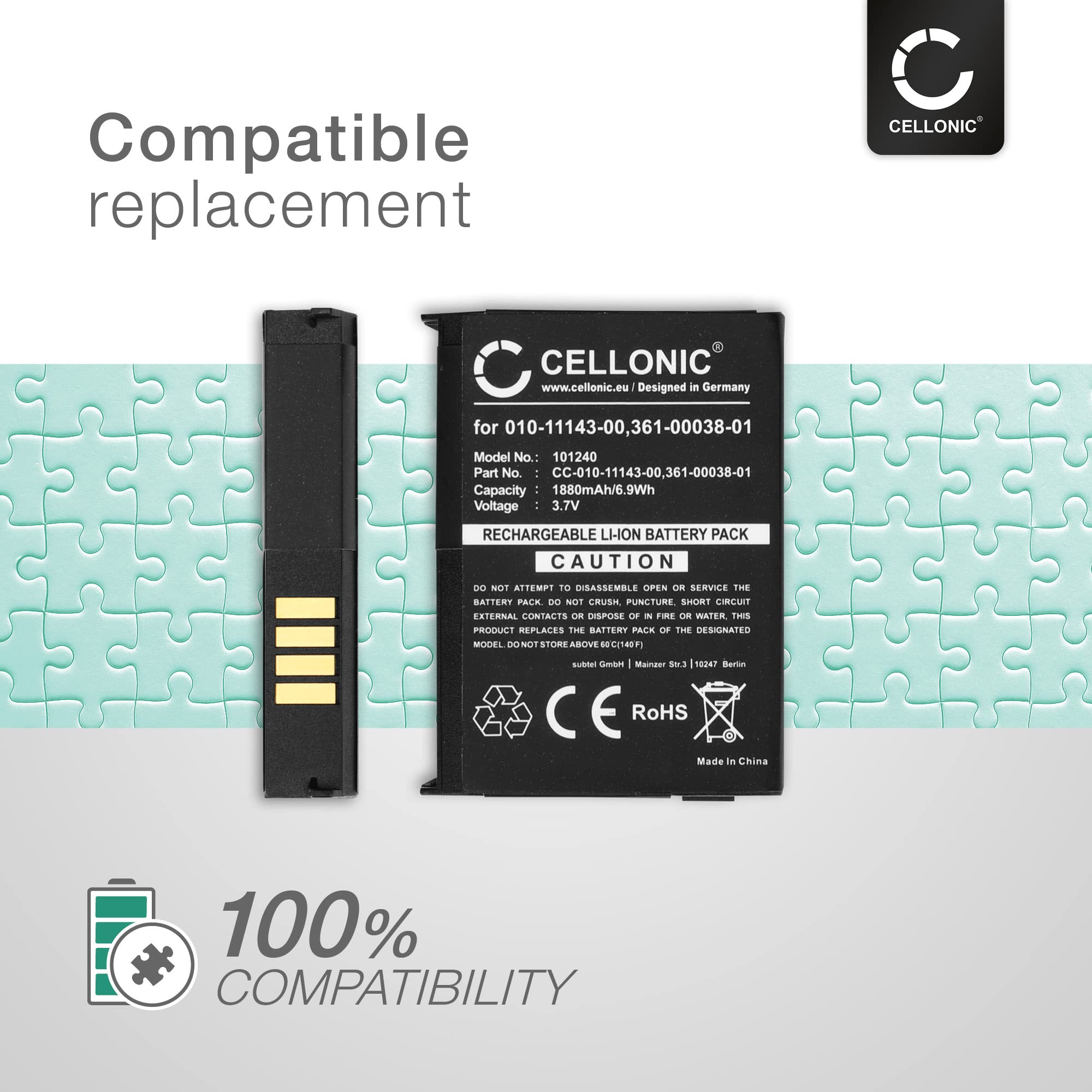 CELLONIC 1x Batería para GPS Navegación Compatible con Garmin Zumo 660LM, nüvi 550, Zumo 660, 010-11143-00 - (1880mAh, 3.7V)