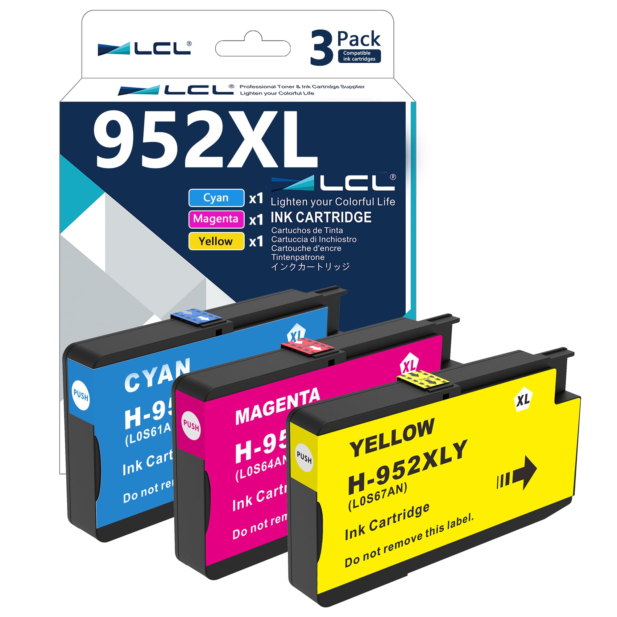 Photo 1 of LCL 952XL Cyan Magenta Yellow High-Yield Ink Cartridge 3-Pack