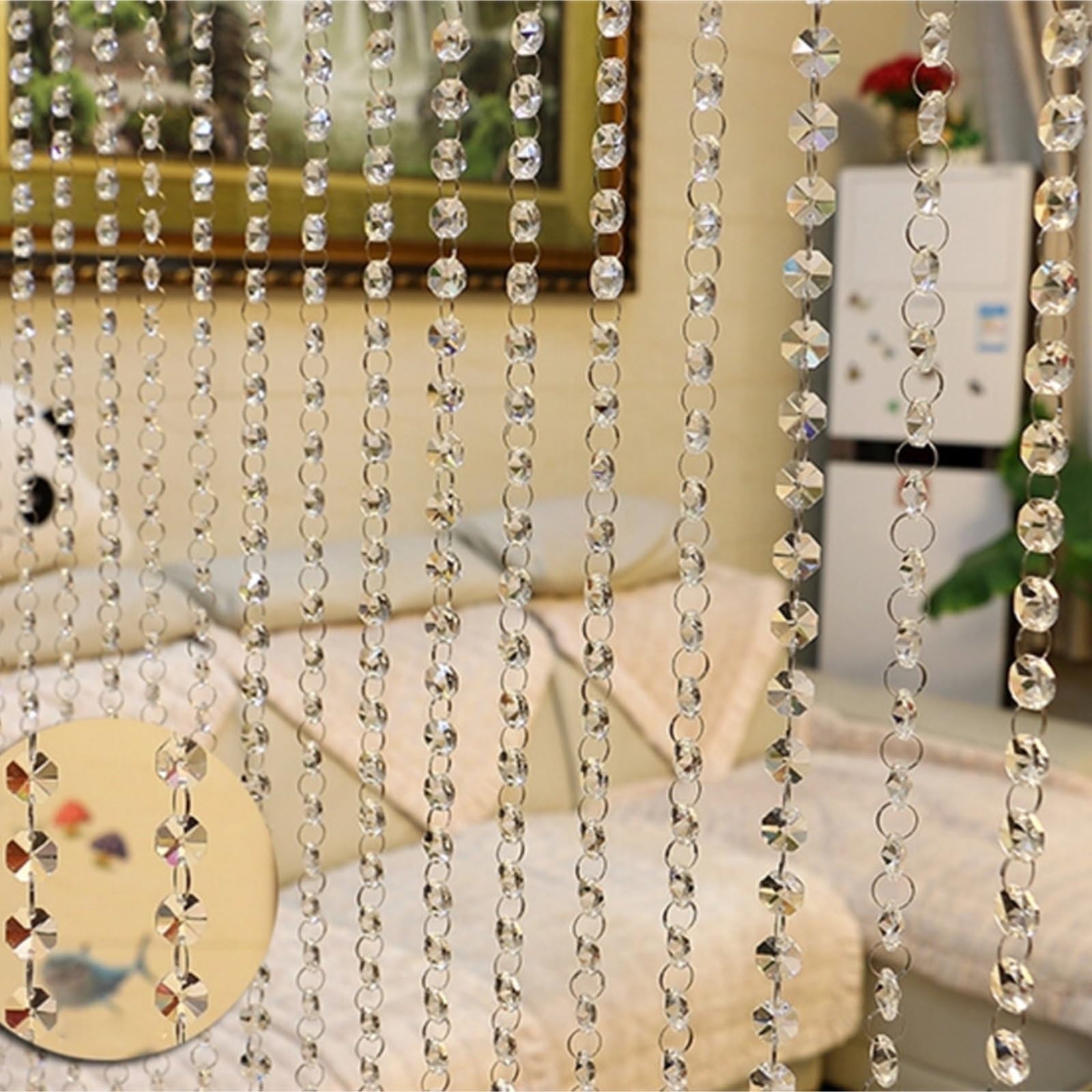 Rideau de Perles Verre Cristal Luxe Salon Chambres fenêtre Porte Mariage Stores sur pour Les Portes
