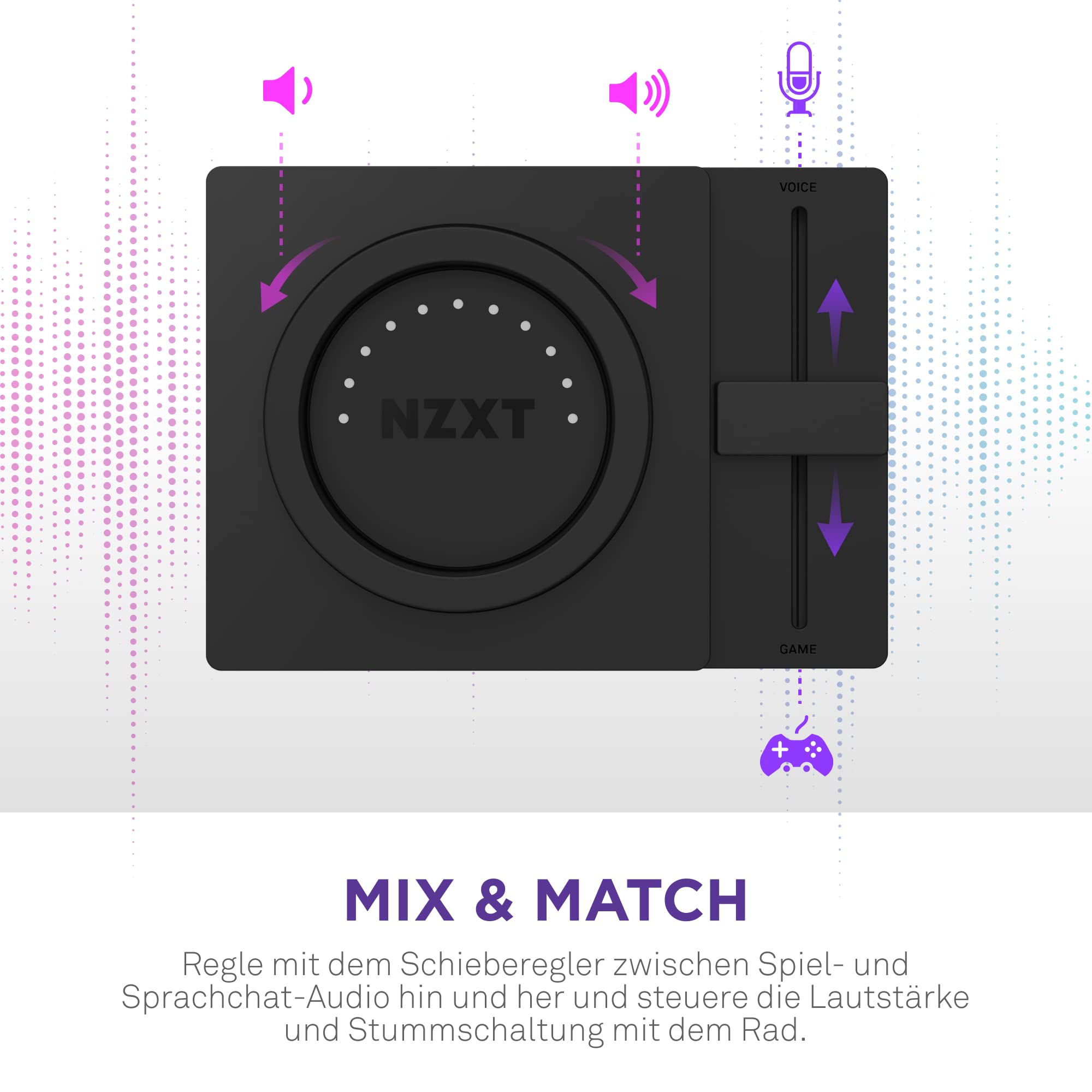NZXT Relay SwitchMix PC-Gaming-Headset Ständer und Audiomixer – AP-USMSM-B1 - Nahtloses Umschalten zwischen Headset- und Lautsprecheraudio – Mixer in Studioqualität – Schwarz