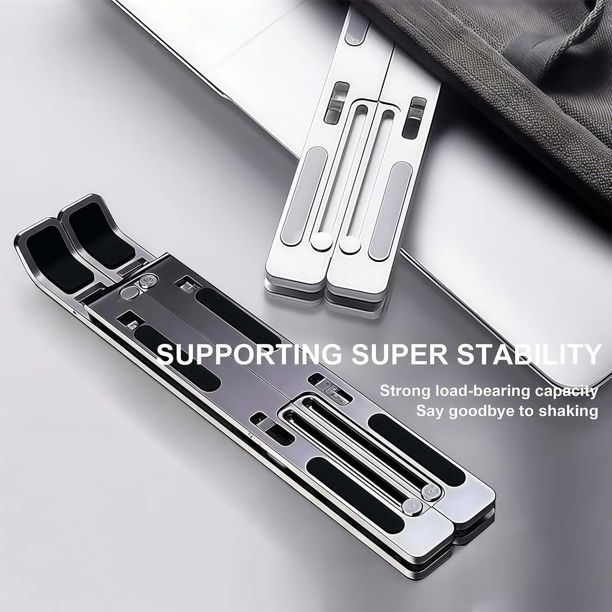 Foldable Laptop Stand with Aluminum Alloy Construction Portable Notebook Holder with Adjustable Height Ergonomic Computer Stand for Office — view 5