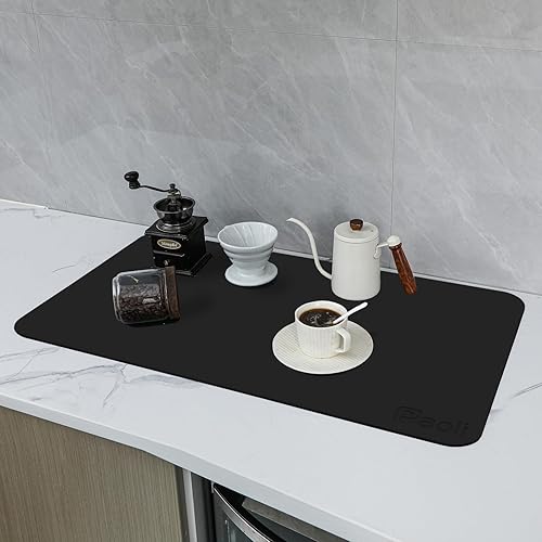 Miniatura 5 de PAOLI Tapete de café para encimera de cocina, barra de café o fregadero, parte trasera de goma oculta las manchas, tapete de drenaje absorbente,