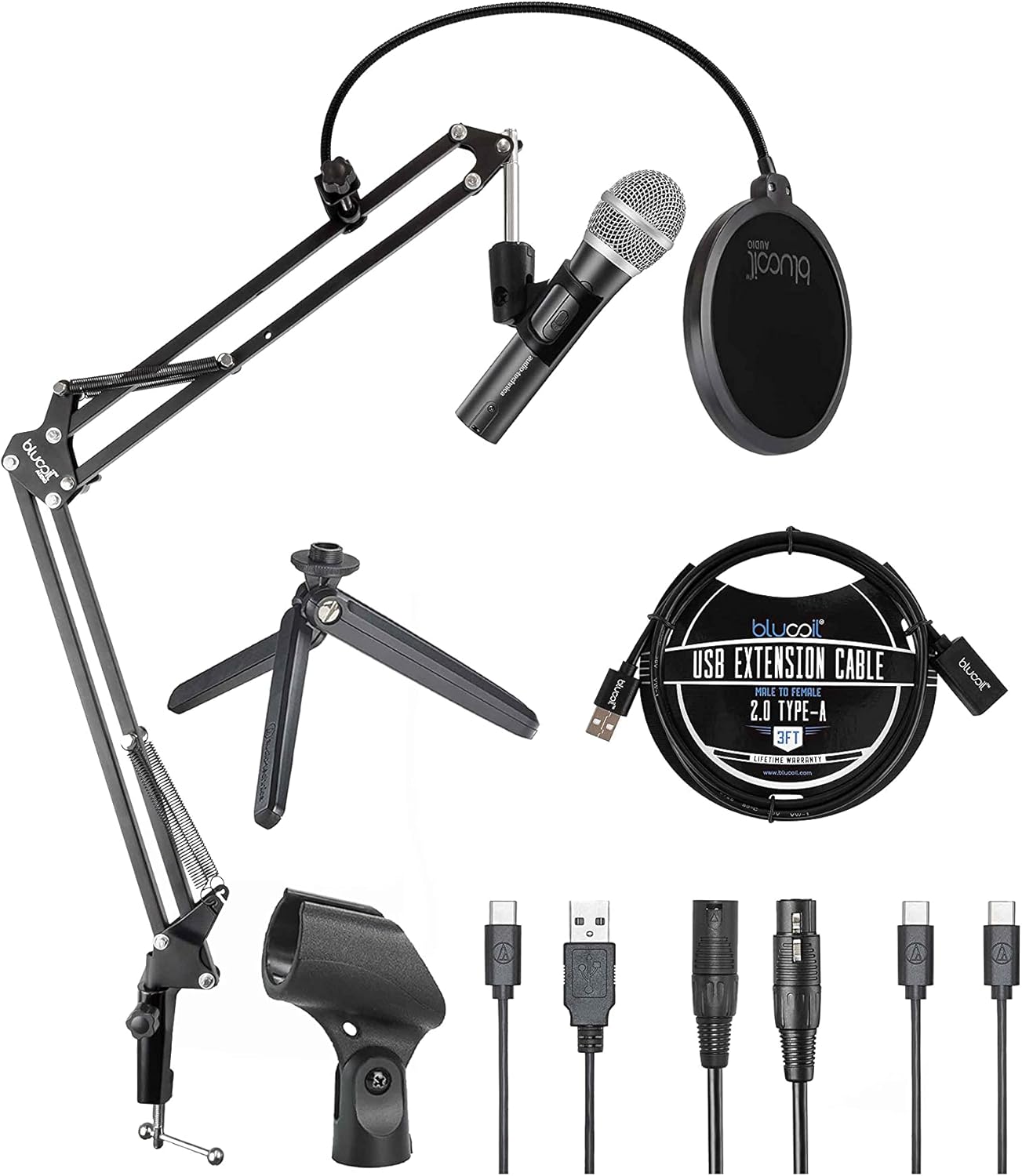 blucoil Audio Technica ATR2100xUSB Cardioid Dynamic Microphone (ATR Series) for Voiceover