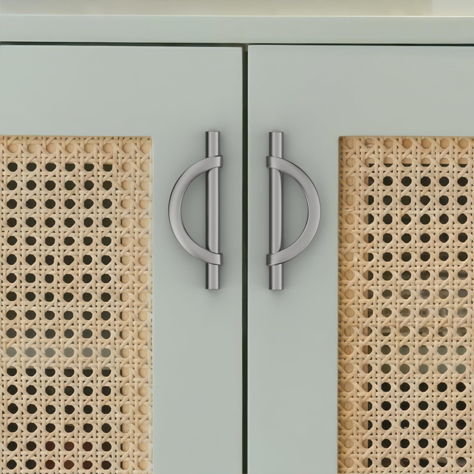 Paquete de 10 tiradores de gabinete de níquel satinado cepillado de 3.75 pulgadas, manijas de media luna para gabinete de cocina, níquel cepillado, manijas de armario de cocina, tiradores de
