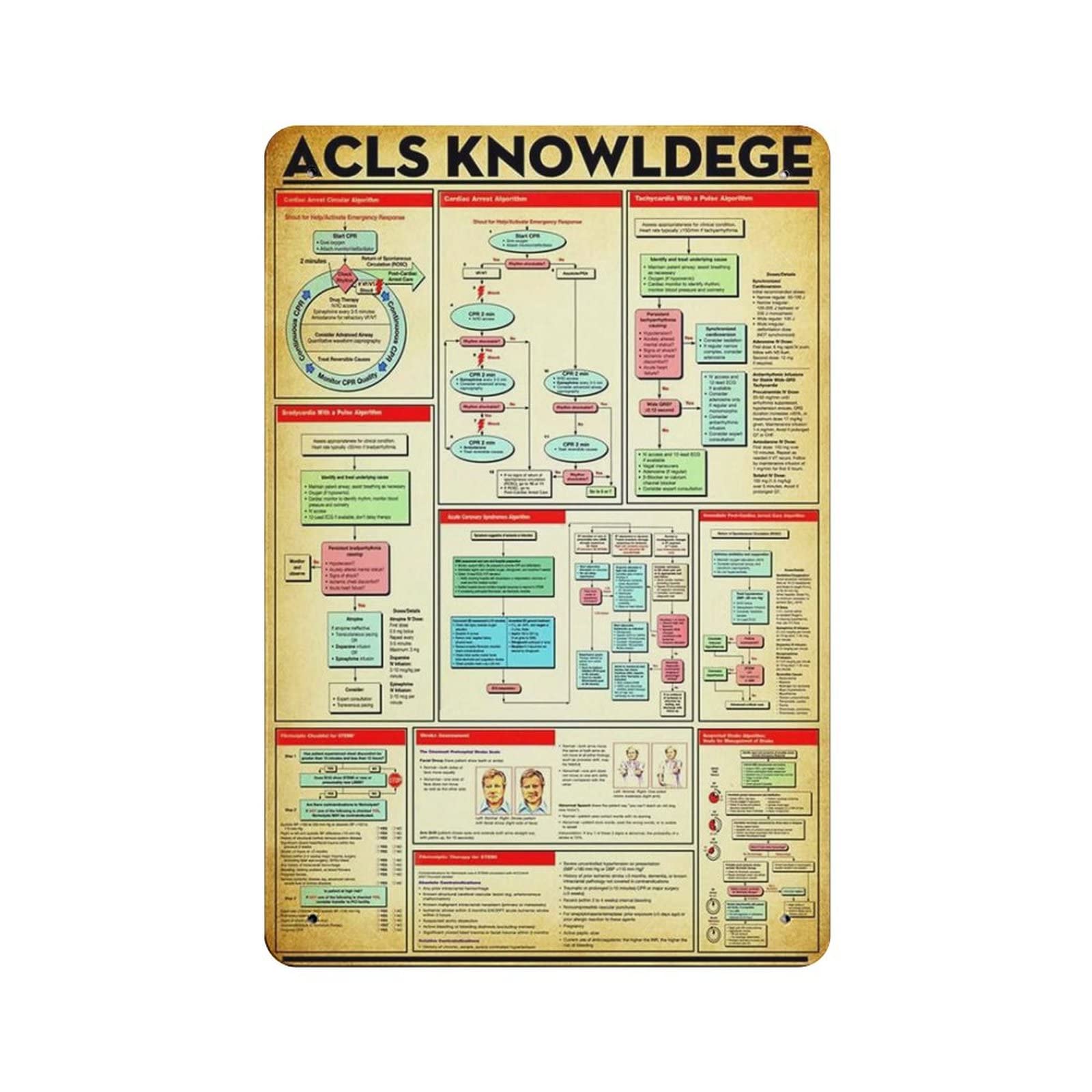 AOOEDM Acls Knowledge Metal Sign for Home Coffee Garage Wall Decor Vintage Poster Bar Signs for Home Bar Retro Metal Tin Sign