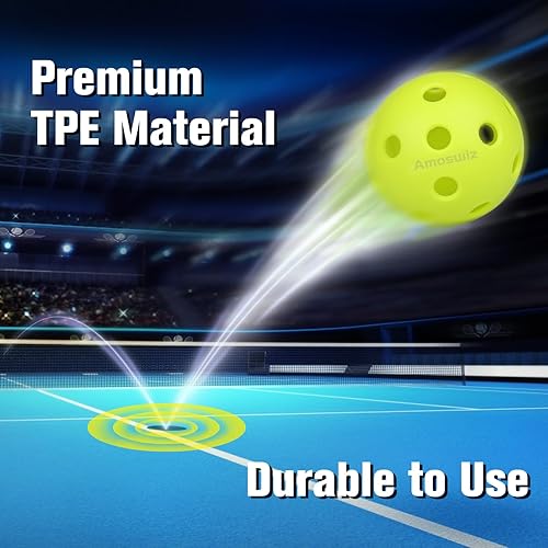 Miniatura 5 de Bolas de pickleball para interiores, paquete de 6 bolas de pickleball de 26 agujeros, juego de bolas de pickleball para interiores, bolas de