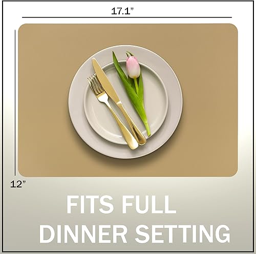 Miniatura 3 de More Décor Faux Leather Placemats for Dining and Kitchen Table - Stain and Heat Resistant, Anti-Slip, Wipable and Washable - Set of 4 and 6 - Solid