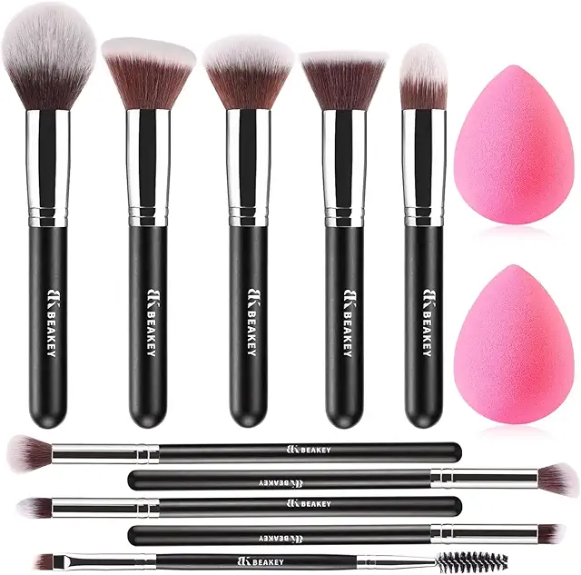 Set Pennelli Makeup Premium 10+2 Pezzi per Fondotinta, Ombretto e Blush