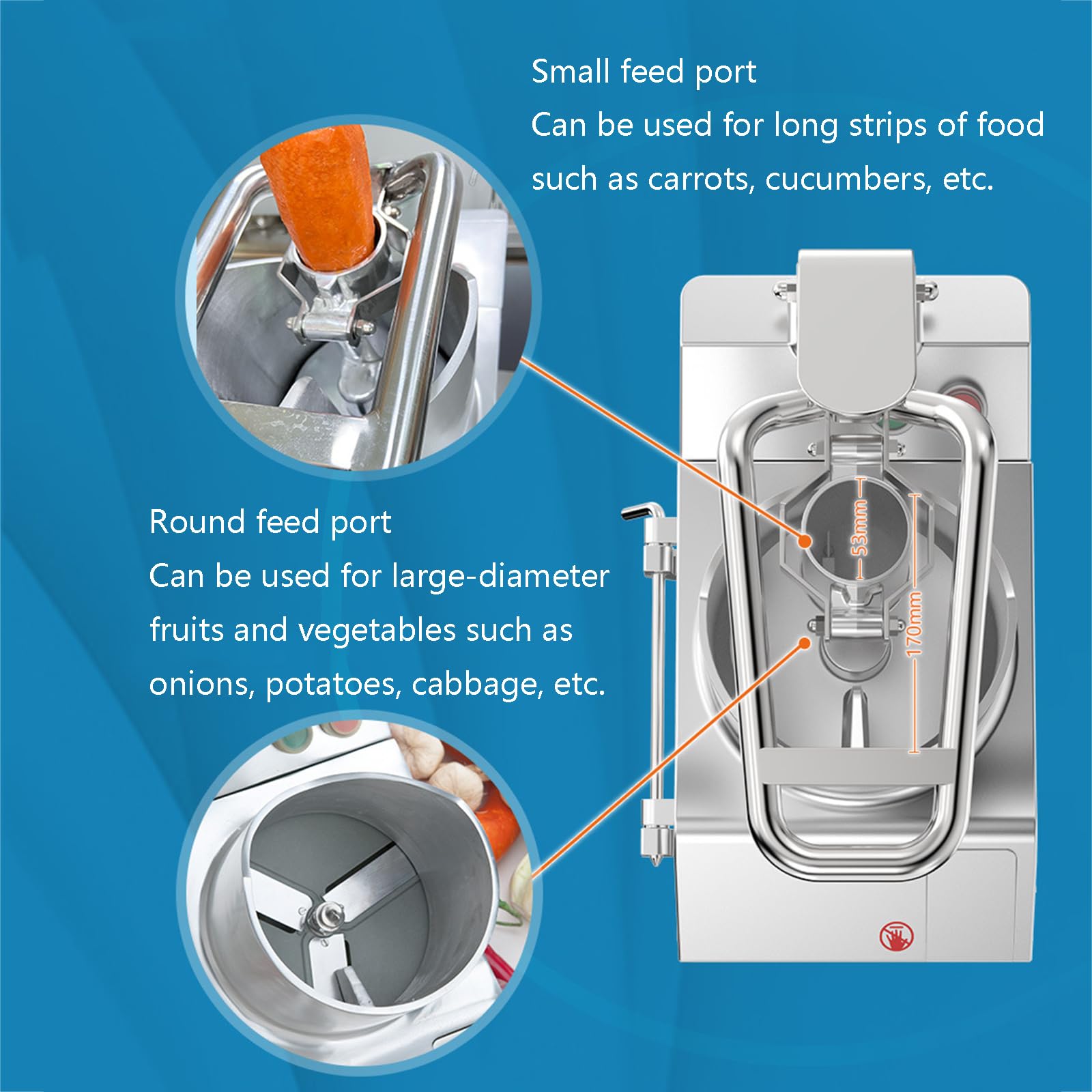 Picadora de verduras eléctrica de 550 W, picadora automática de frutas y verduras de acero inoxidable con 6 cuchillas, moldes para cortar en cubitos, máquina cortadora comercial para cebollas y patata