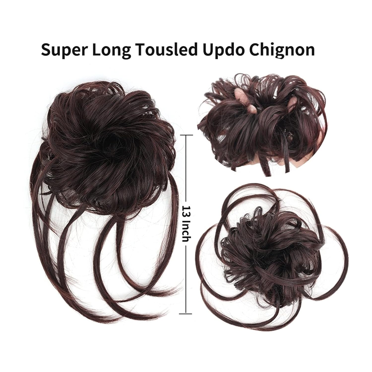 GSOUL Hair Bun Pieces for Women Synthetic Messy Curls Bun with Elastic Hair Clips Extra Long Extensions for Women Ponytails