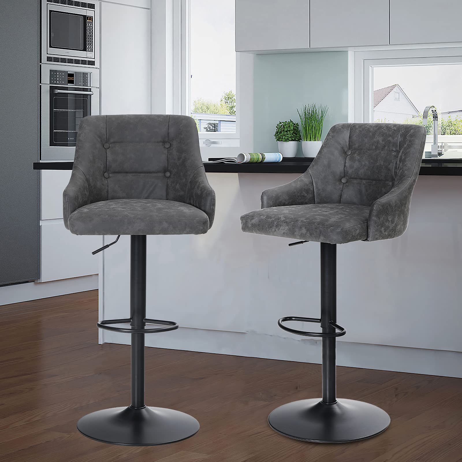 Buy Maison Adjustable Swivel Bar Stools with Back Set of 2 for Kitchen