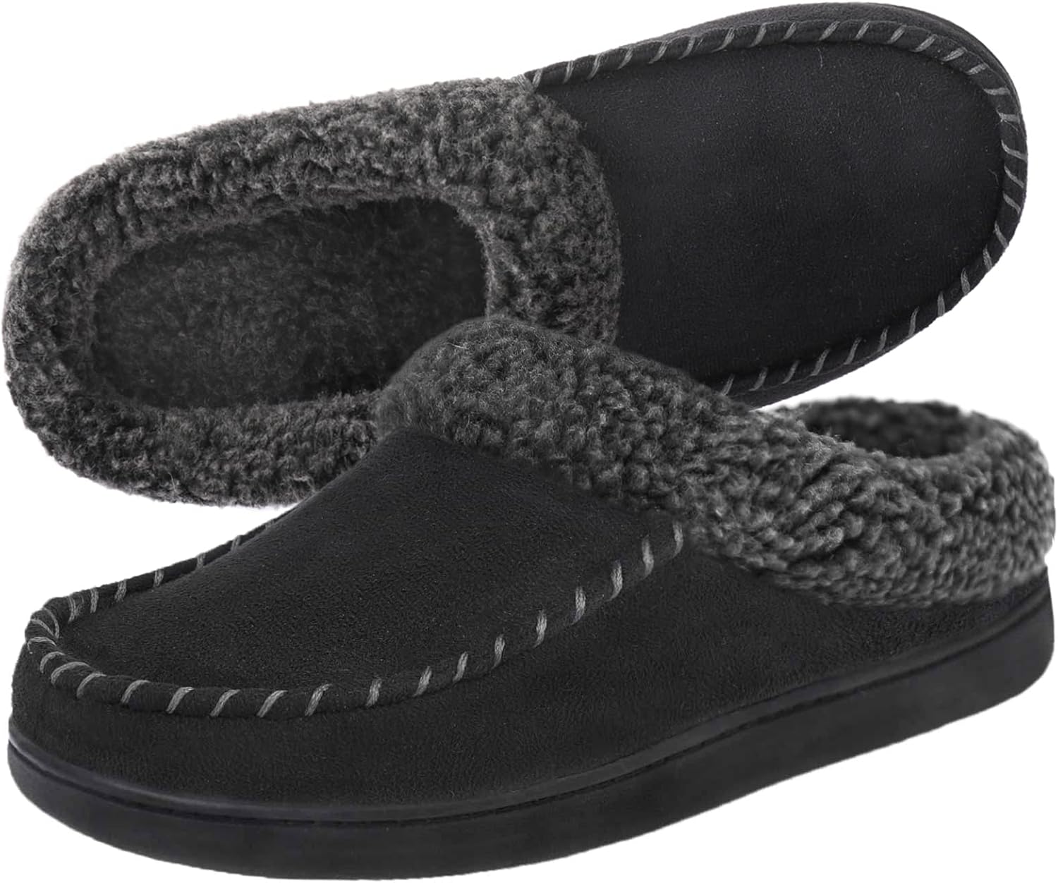 ULTRAIDEAS Men's Nealon Moccasin Clog Slipper, Slip on Indoor/Outdoor House Shoes