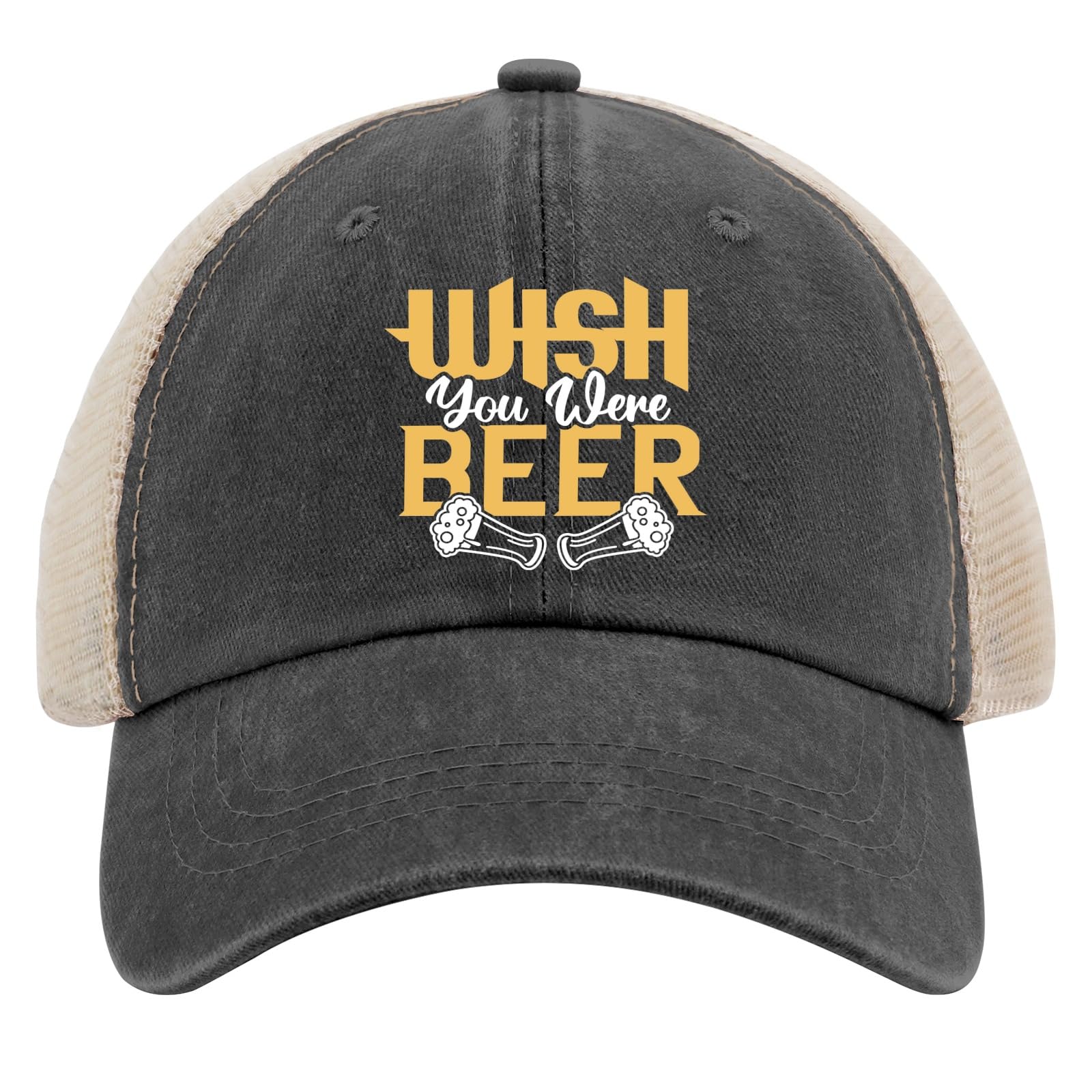Wish You were Beer Trucker Hat Beer Gym Caps for Men's Fashion Cap Adjustable Athletic Caps