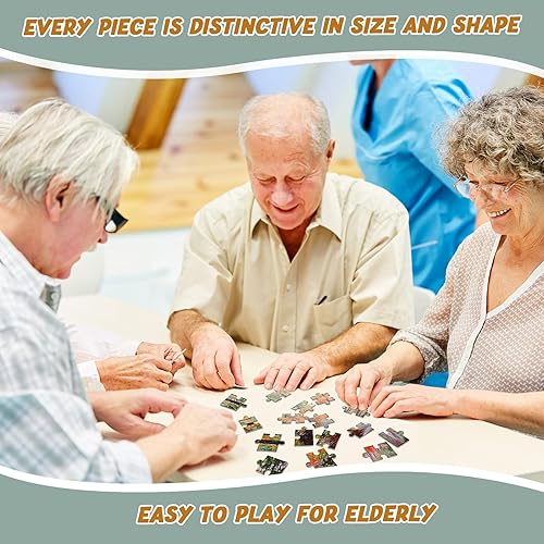 Miniatura 6 de Hiboom Paquete de 10 rompecabezas de demencia de 16 piezas para Alzheimer, rompecabezas para personas mayores, fáciles y grandes, productos de