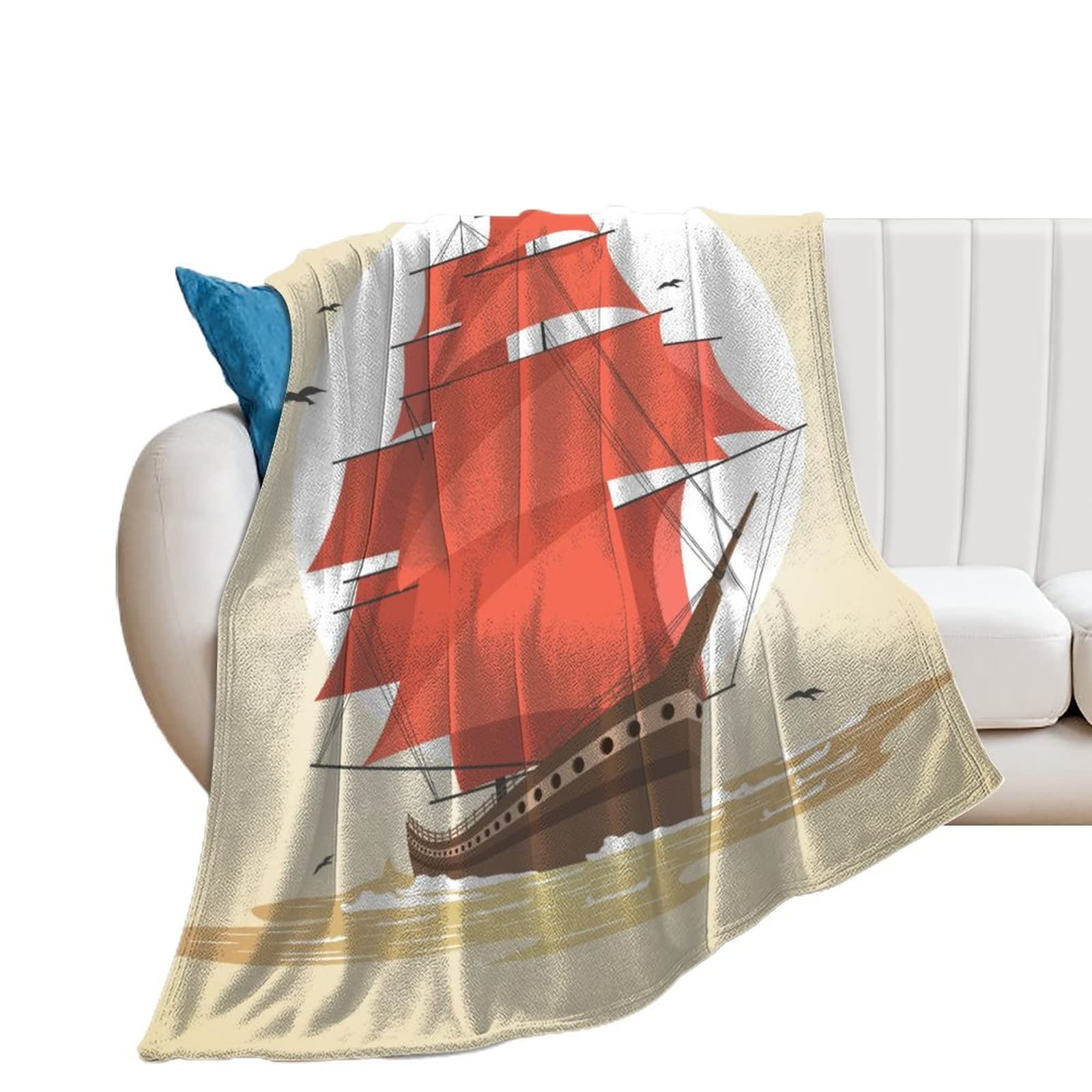 Couverture polaire voilier douce, un plaid en flanelle réconfortant