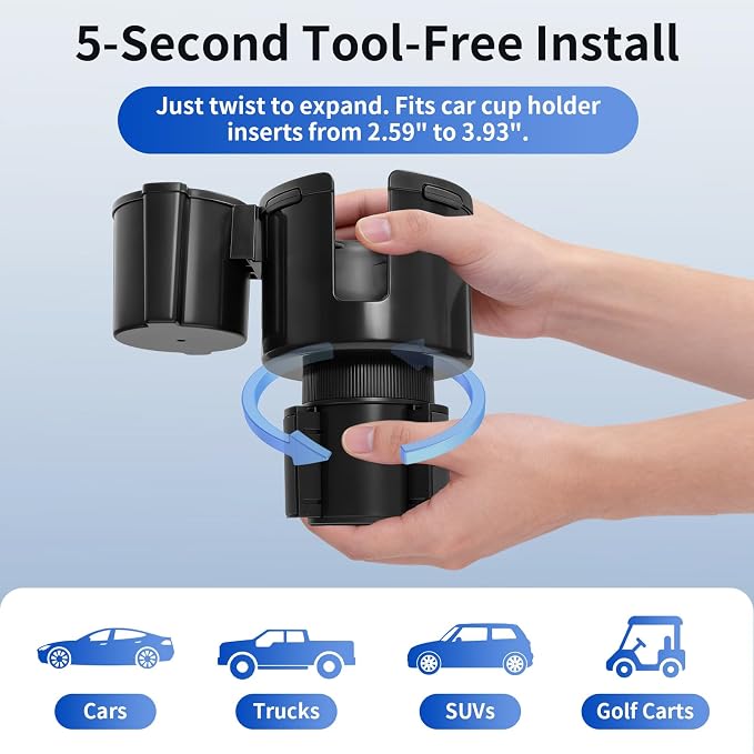 Soporte para taza de coche con extensor y adaptador offset, 2 en 1 miniatura 6