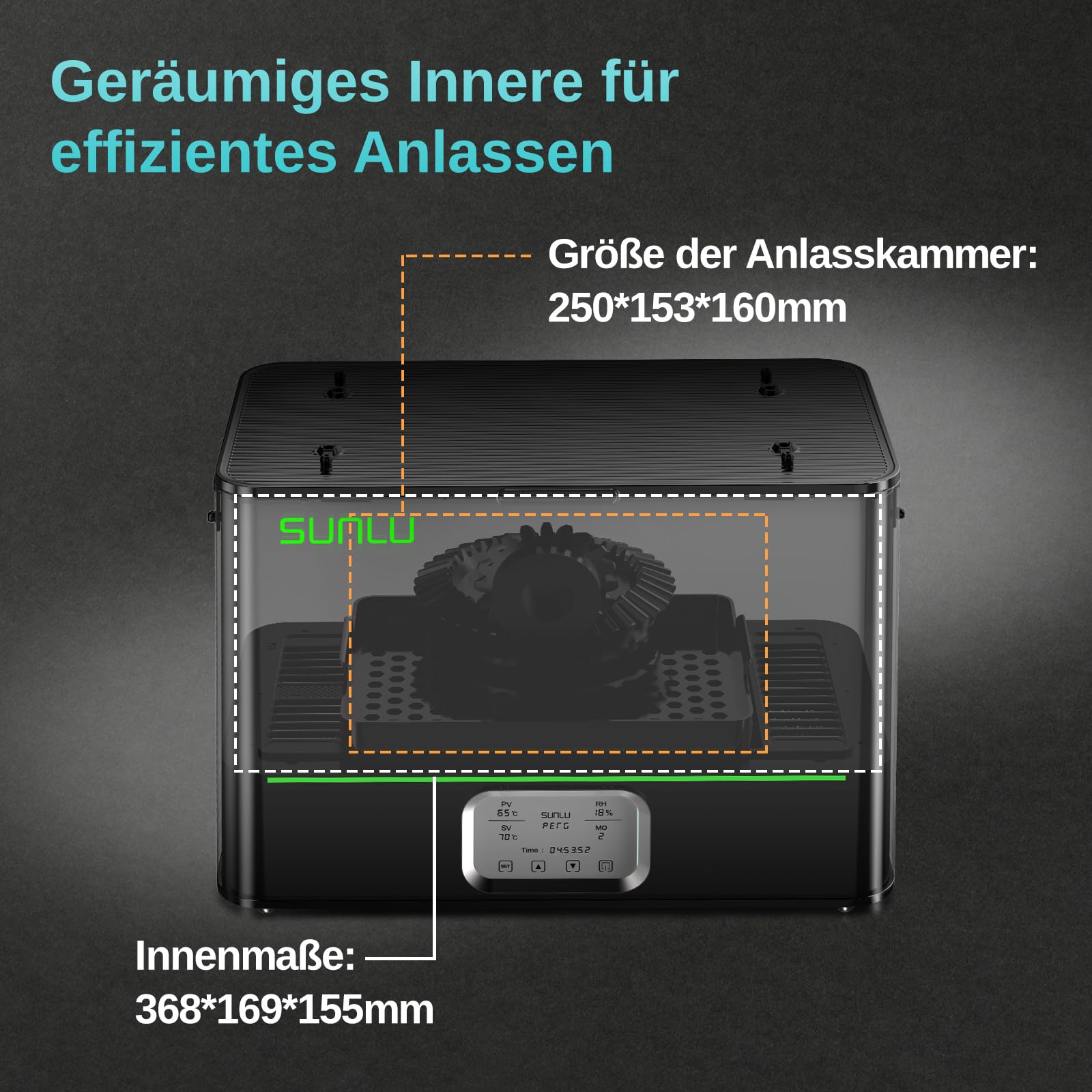 SainSmart SUNLU E2 Filamenttrockner Box, 110°C Max. Temperatur, 500W PTC-Heizung, 3-in-1 Trocknen + Tempern + Entfeuchten, Doppelkammer mit Dichtung, kompatibel mit PLA, ABS, PC, PA-CF, GF, FR-ABS