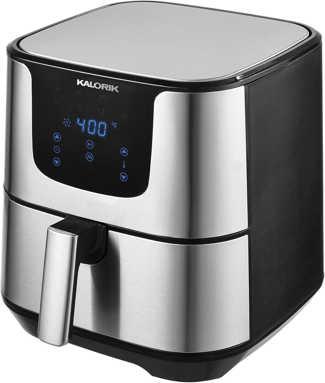 Kalorik Digital Air Fryer Pro 6 Quart Oilless Air Fryer XL, 5 Cooking Functions, 8 Smart Presets, Easy Touchscreen Controls, Nonstick Dishwasher Safe Basket and Trivet