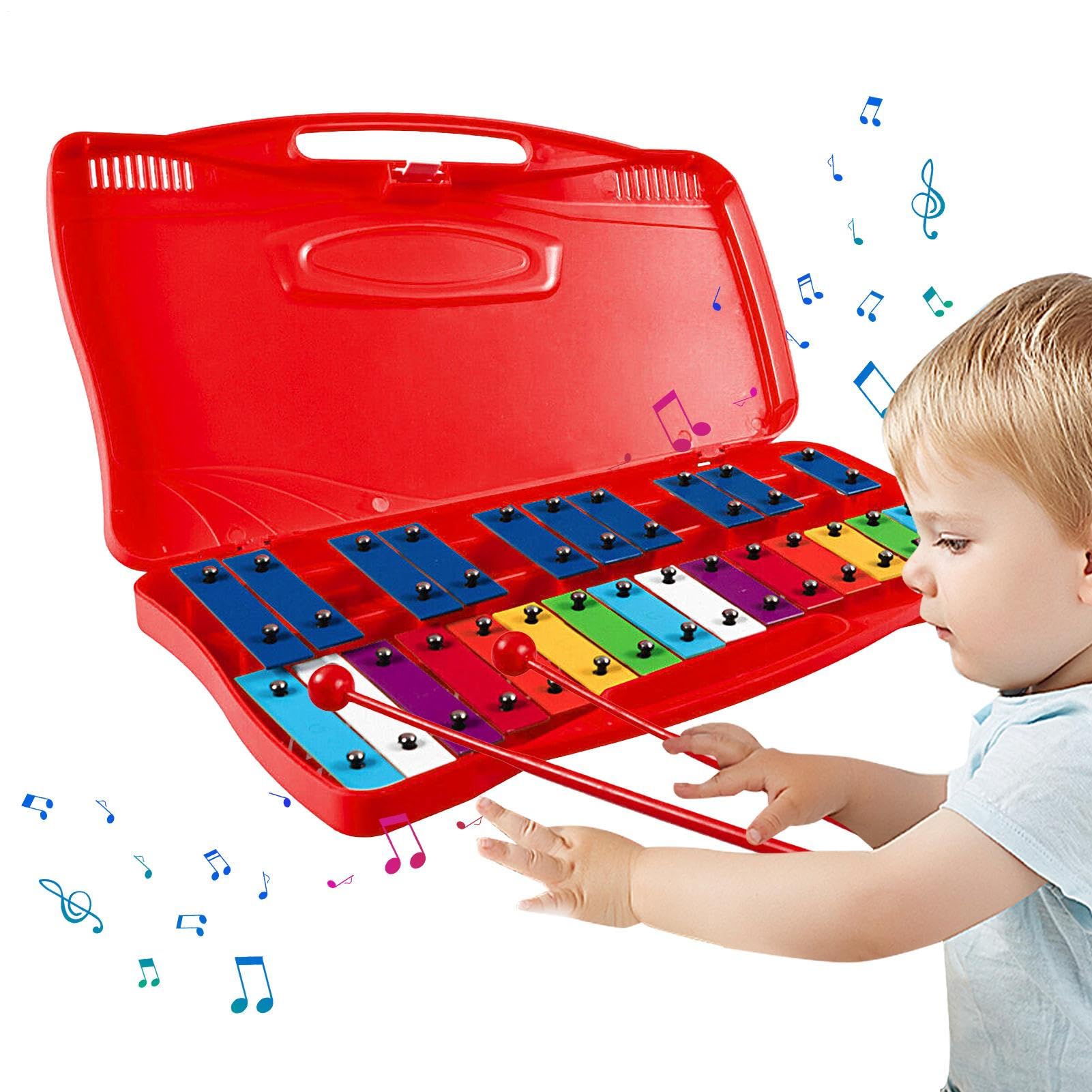 Xilofono professionale Glockenspiel cromatico - Xilofono in metallo da 25 | Note per bambini, strumento di illuminazione musicale in alluminio per Pasqua, Ringraziamento, festività, anno