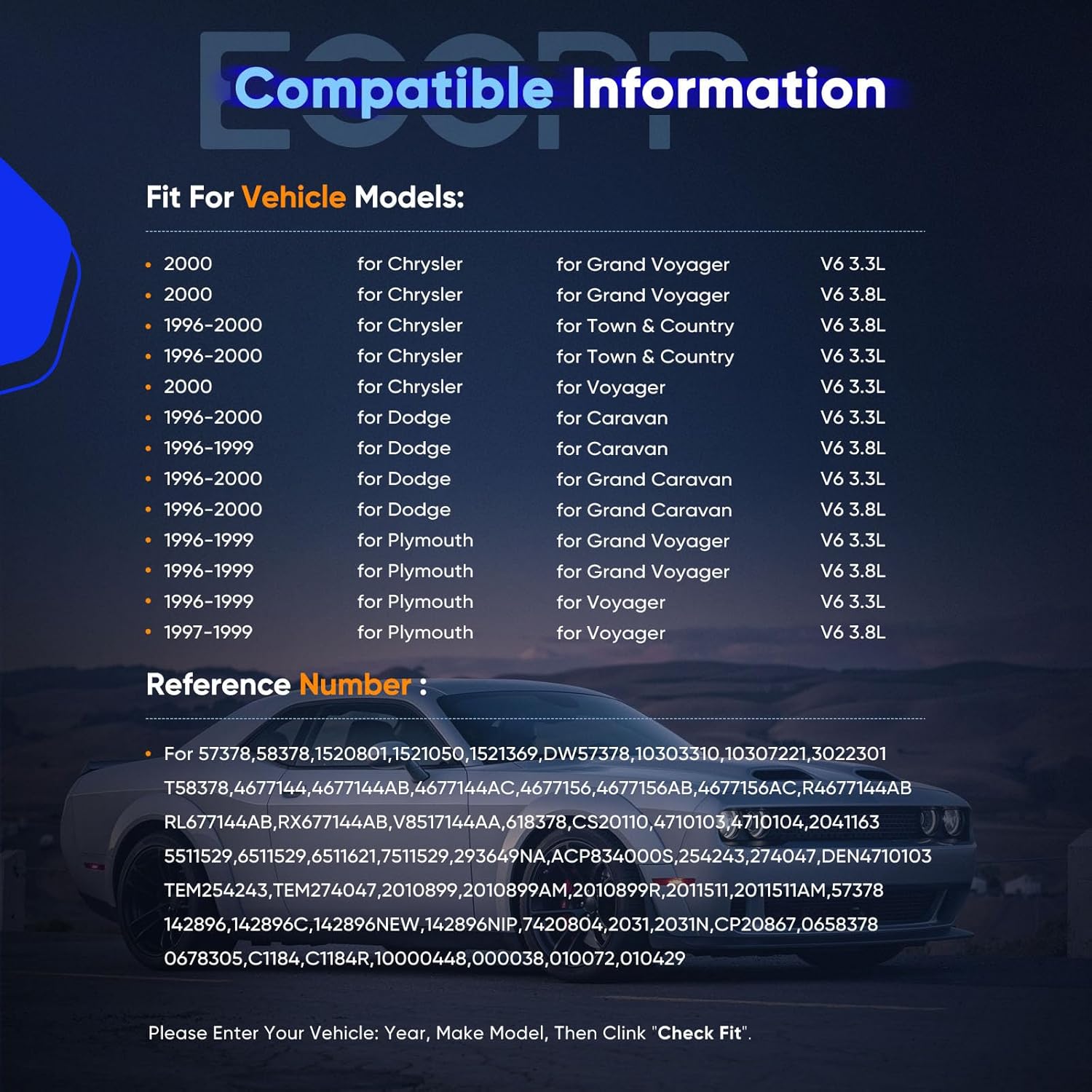 ECCPP Air Conditioning Compressor for Chrysler Grand Voyager Town Country Voyager for Dodge Grand Caravan for Plymouth Grand Voyager 3.3L 3.8L 1996-2000 AC Compressor