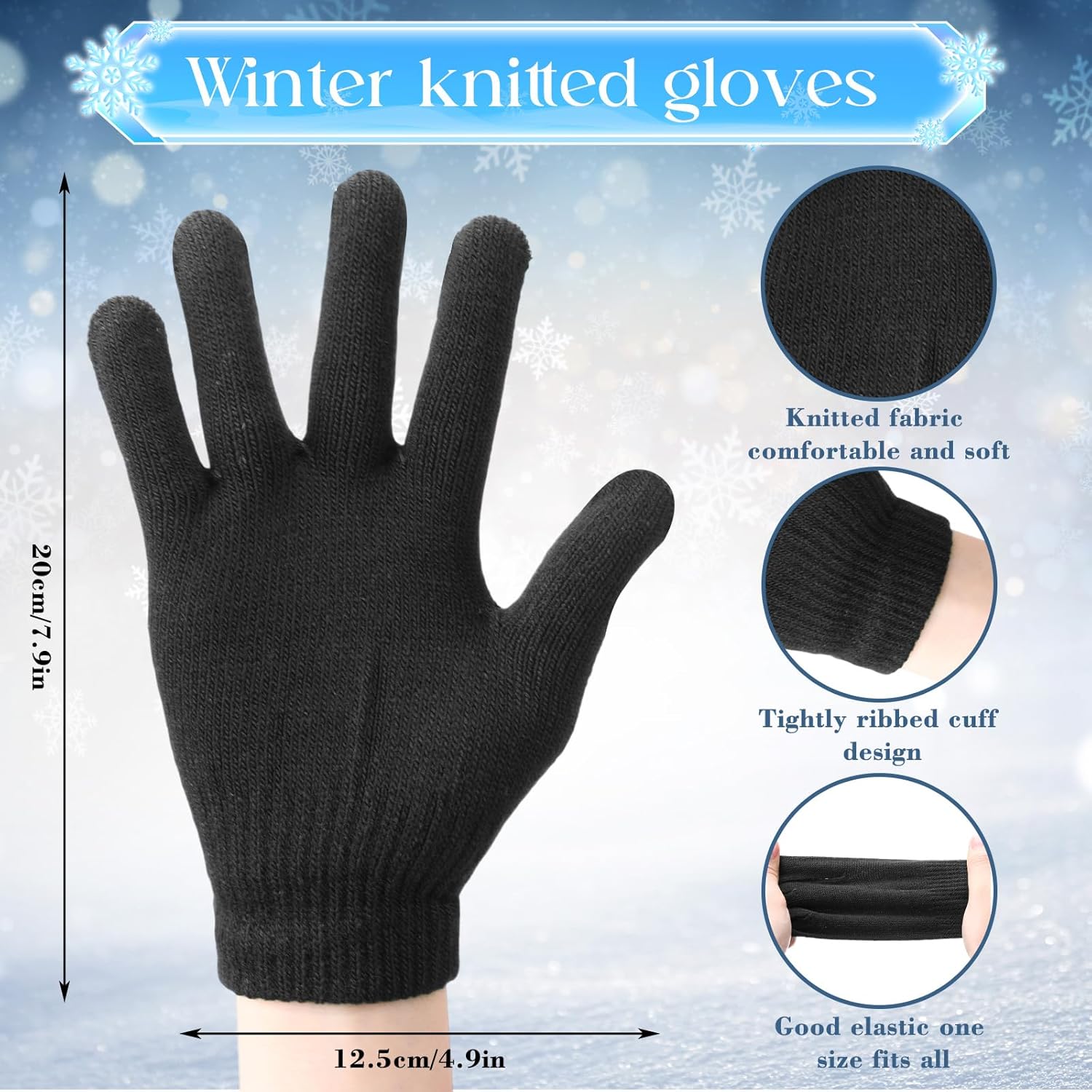 Handepo 300 Pairs Winter Magic Warm Gloves Bulk Stretchy Knit Gloves for Men Women Homeless Cold Weather Gift - Image 2