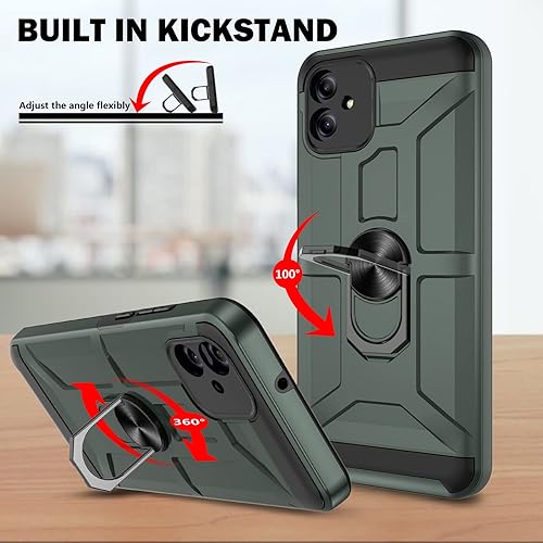 Vista 29 de Funda para Galaxy A04e, con [3X protector de pantalla de vidrio templado], soporte de anillo integrado y soporte magnético para automóvil a prueba