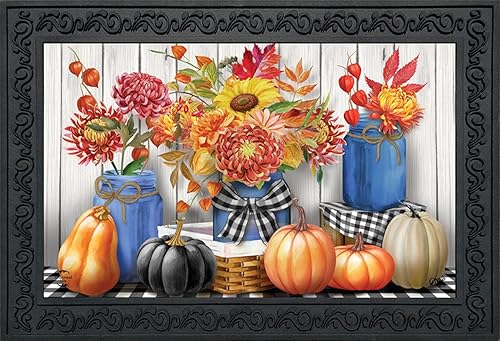 Briarwood Lane Tapete de otoño con diseño floral, diseño rústico de calabazas de otoño, 30 x 18 pulgadas Briarwood Lane Tapete de otoño con diseño floral, diseño rústico de calabazas de otoño, 30 x 18 pulgadas