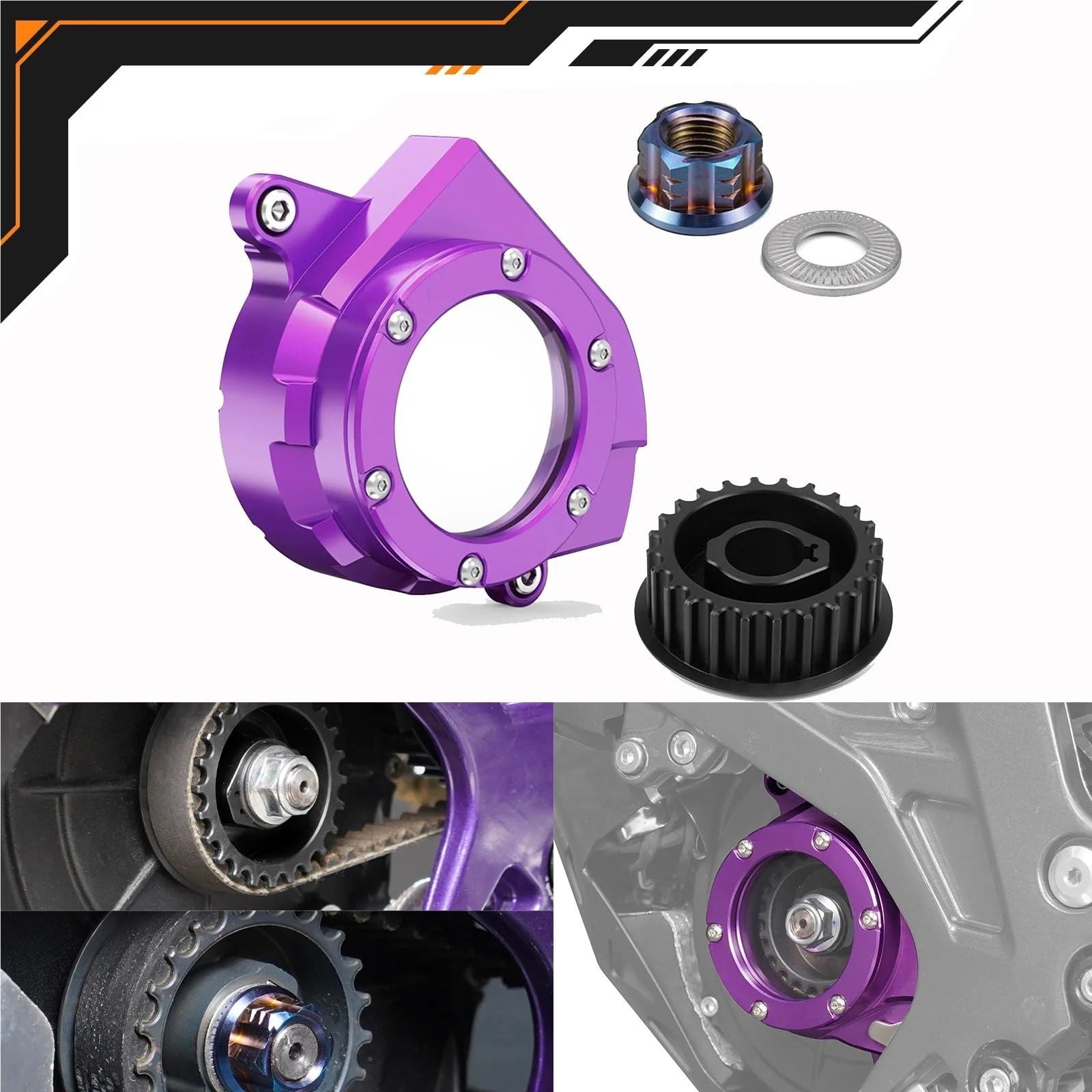 osłona zębatki silnika Pasuje do Surron Light Bee XS Pasuje do Segway X160 X260 Koło pasowe główne i nakrętka koła pasowego Osłona koła pasowego osłona łańcucha(Clear)