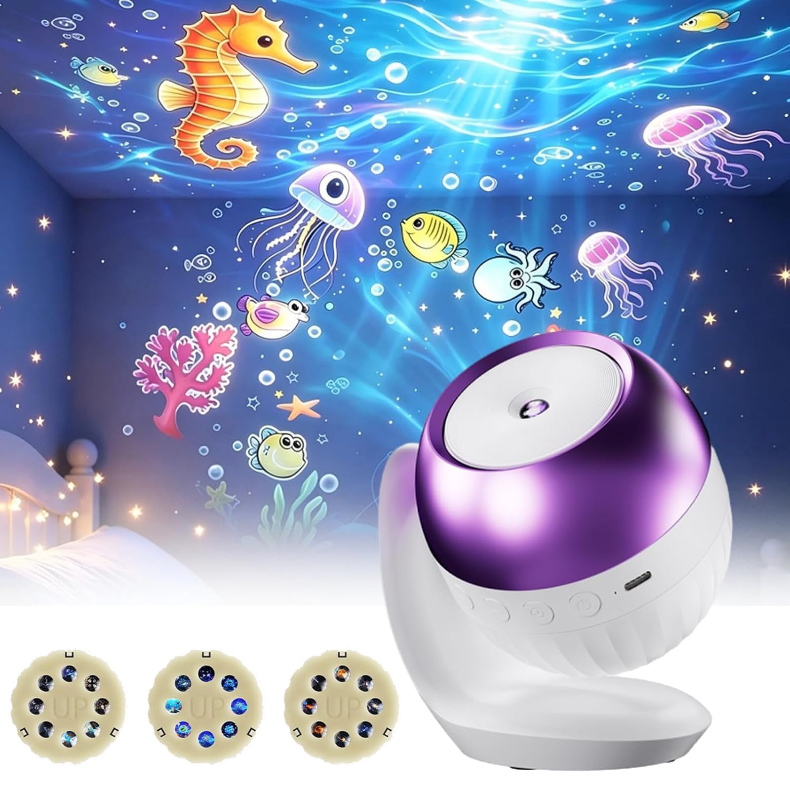 YipuVR 4K Ocean Projector Iight,180° Starry Dynamic Rotating LED Projector