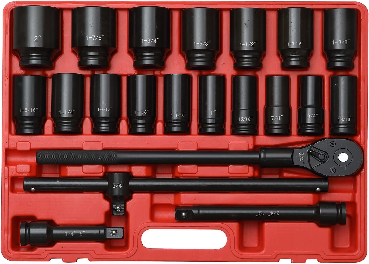 ZOYAKKI 3/4" Drive Impact Socket Set, 21 Piece Deep Socket