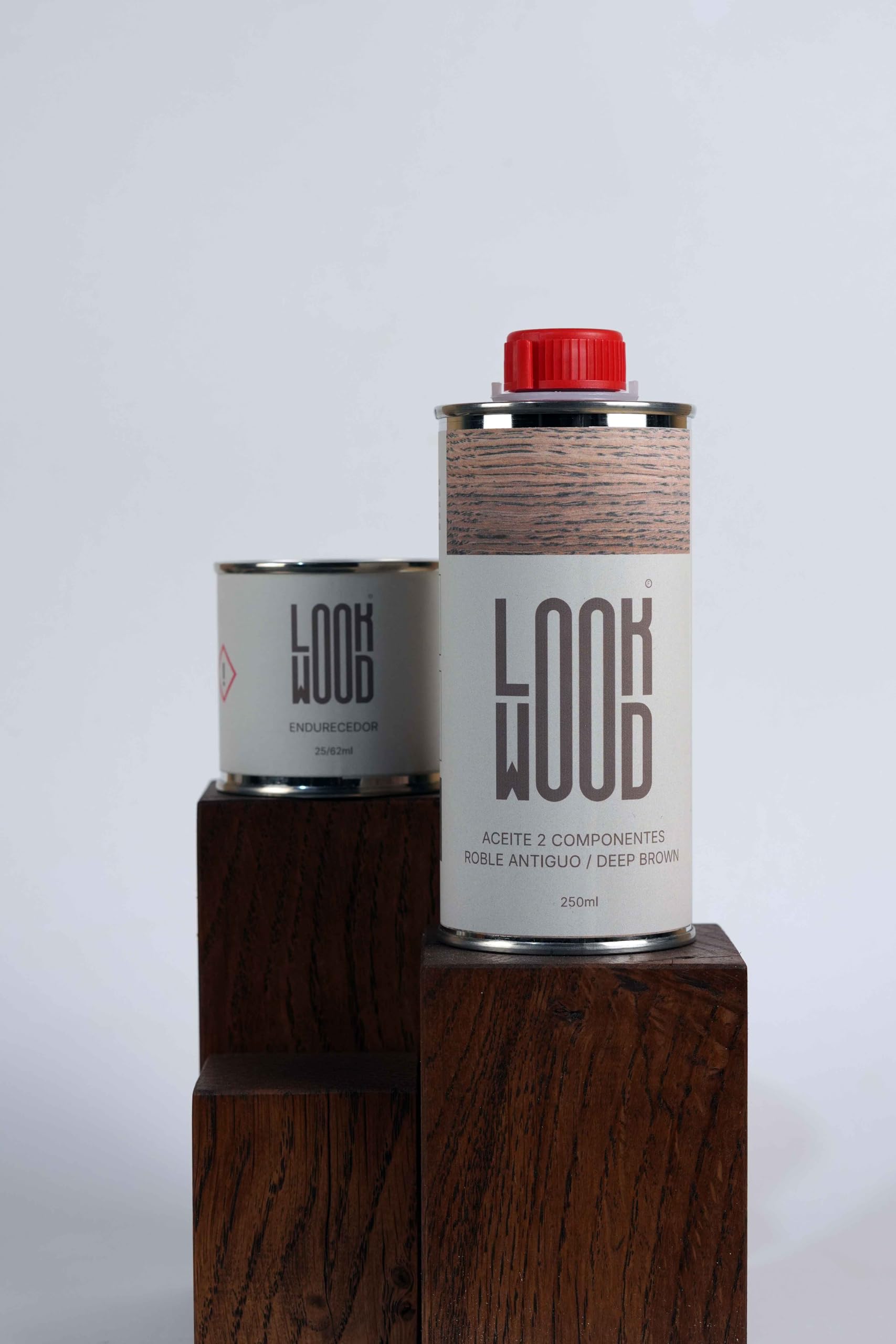 Aceite De 2 Componentes LookWood - Protección Resistente Para Madera, Acabado Duradero, Hidrofóbico Y Antimanchas, Ideal Para Suelos, Encimeras, Mesas Y Escaleras. (Roble Antiguo / Deep Brown, 940ml)