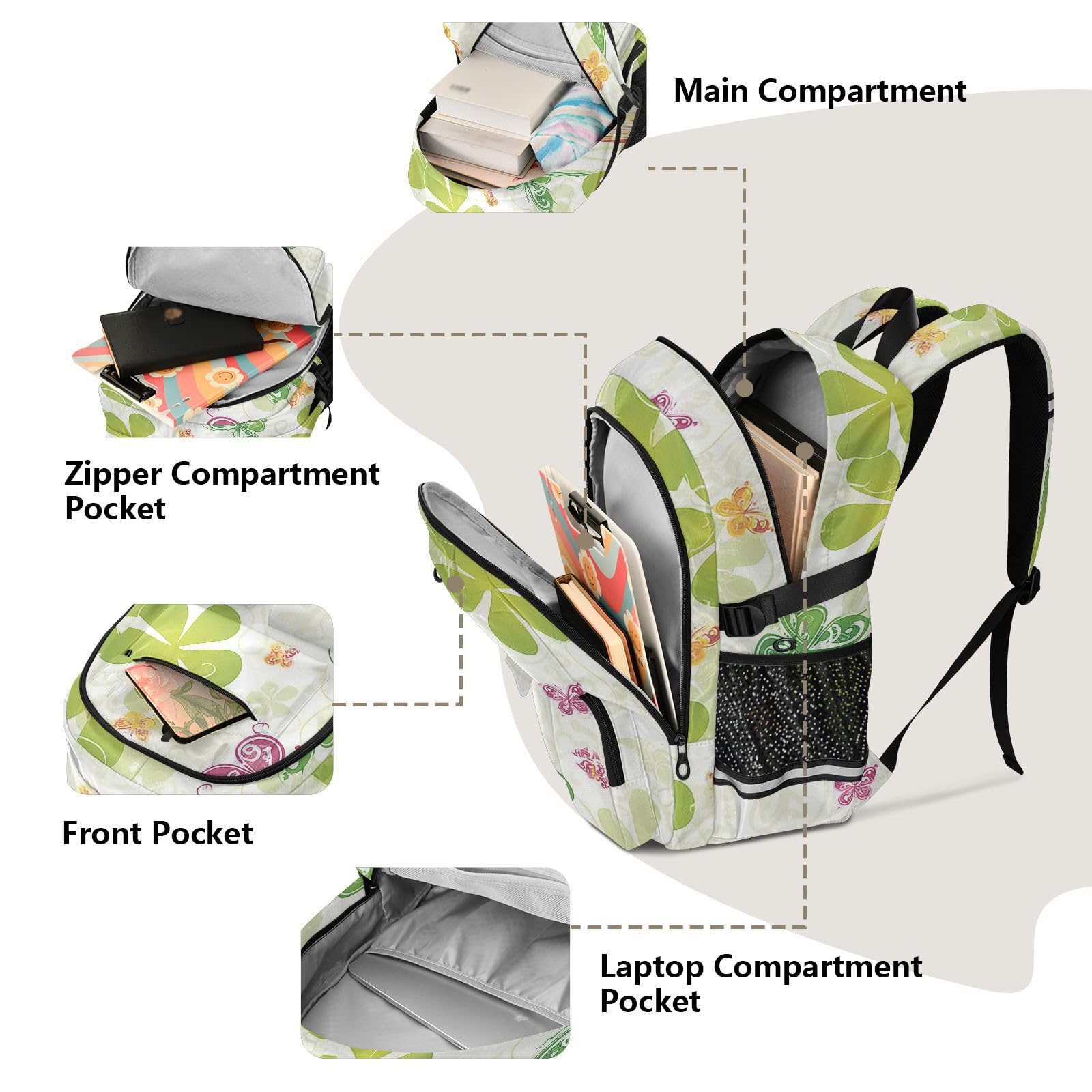 Plecaki podróżne St Green Boho Butterfly Work Bookbag