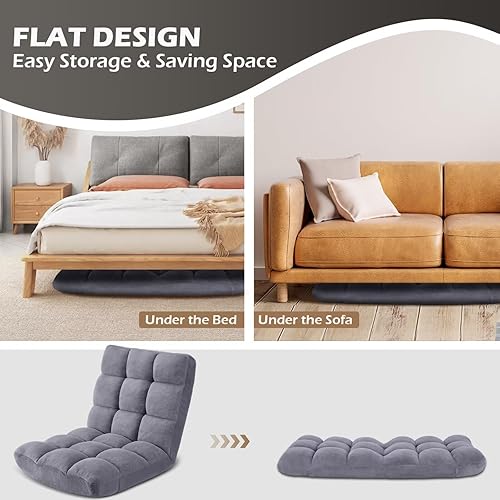 Miniatura 7 de Silla plegable para juegos de suelo de 14 posiciones, acolchada y ajustable, con algodón transpirable y terciopelo coral agradable a la piel para