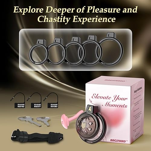 Miniatura 8 de Jaula de castidad masculina, jaula de silicona suave para pene con cinturón de castidad ajustable y 6 anillos para el pene, dispositivo de castidad