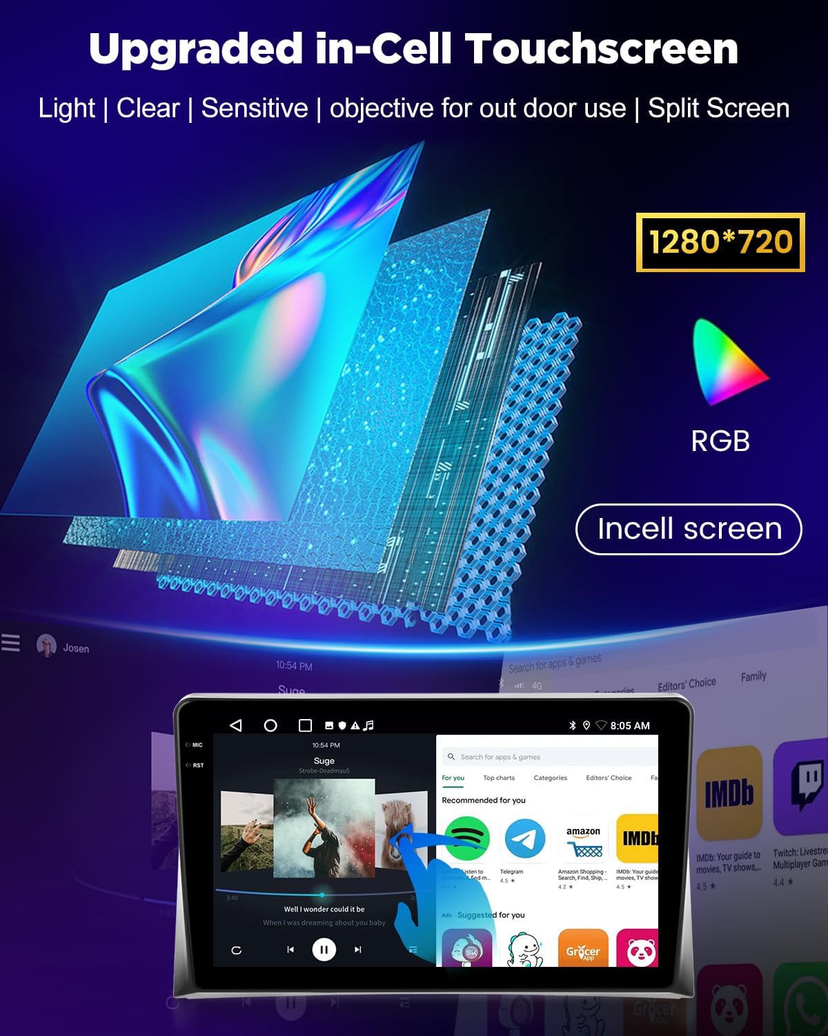 NHOPEEW 4+128G Android Radio para Coche para VW T5 Multivan 2008-2015 con Carplay Android Auto - Pantalla de 9 Pulgadas Compatible con WiFi GPS + Cámara de Marcha atrás
