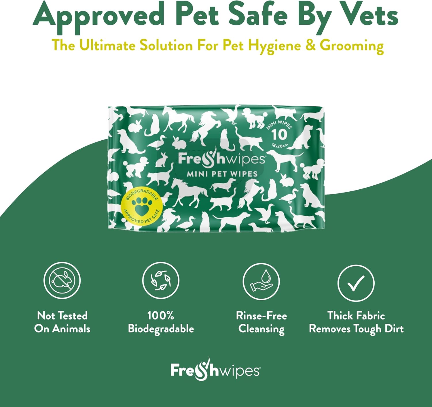 FreshWipes Pet Cleaning Wipes 1 Mini Pack (10 Wipes) - Vet Approved - Biodegradable & Odour Removing Wet Wipes for Dogs & Cats - Lavender & Mint Scent - Body & Paw Cleaner - Thick & Moist Dog Wipes 3 71BFn4QU2uL. AC SL1500