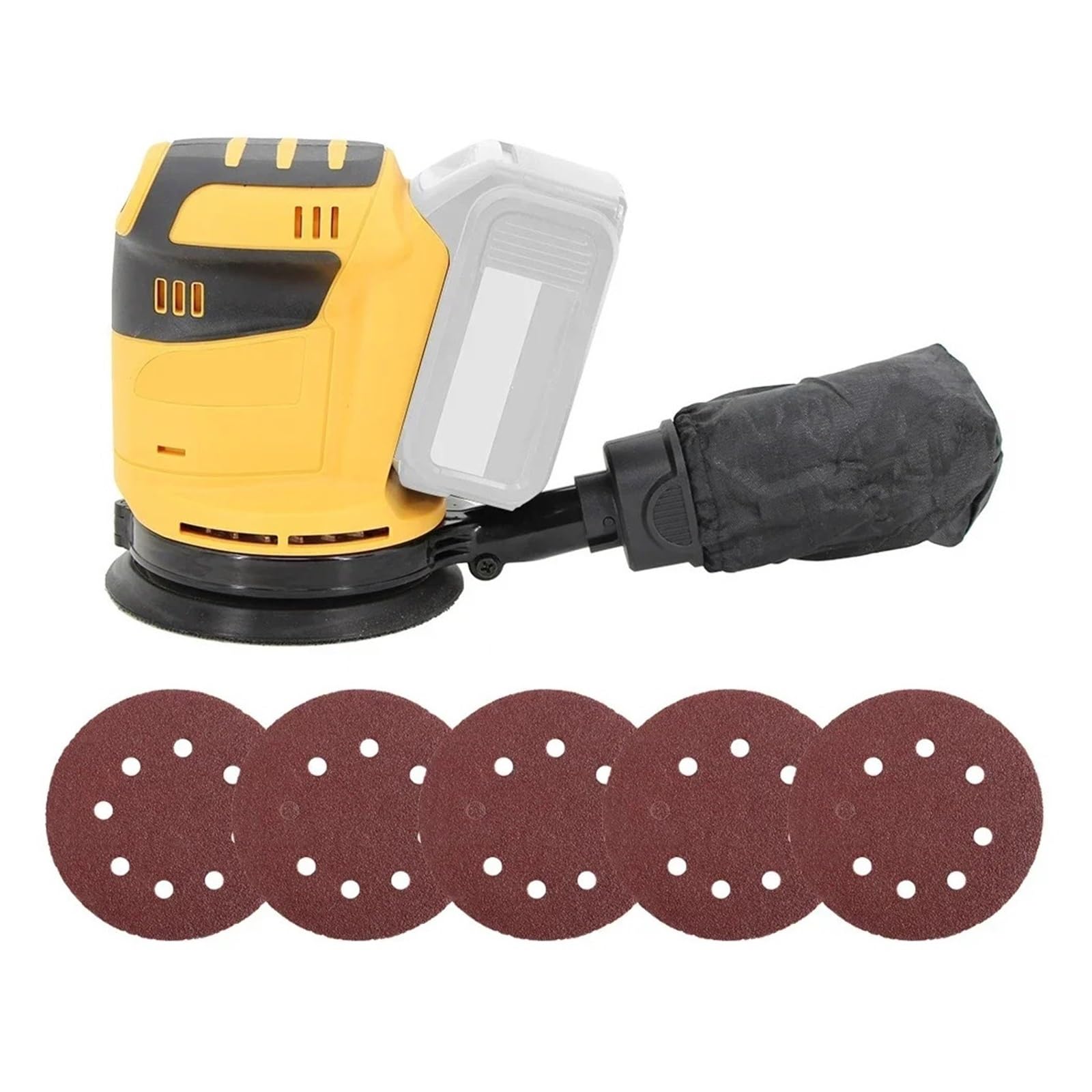 Lijadora Orbital Eléctrica De 125 Mm, Pulidora De Madera, Máquina De Lijado Recargable Con Papel De Lija De 125 Mm For Batería De 18 V FáCil De Usar