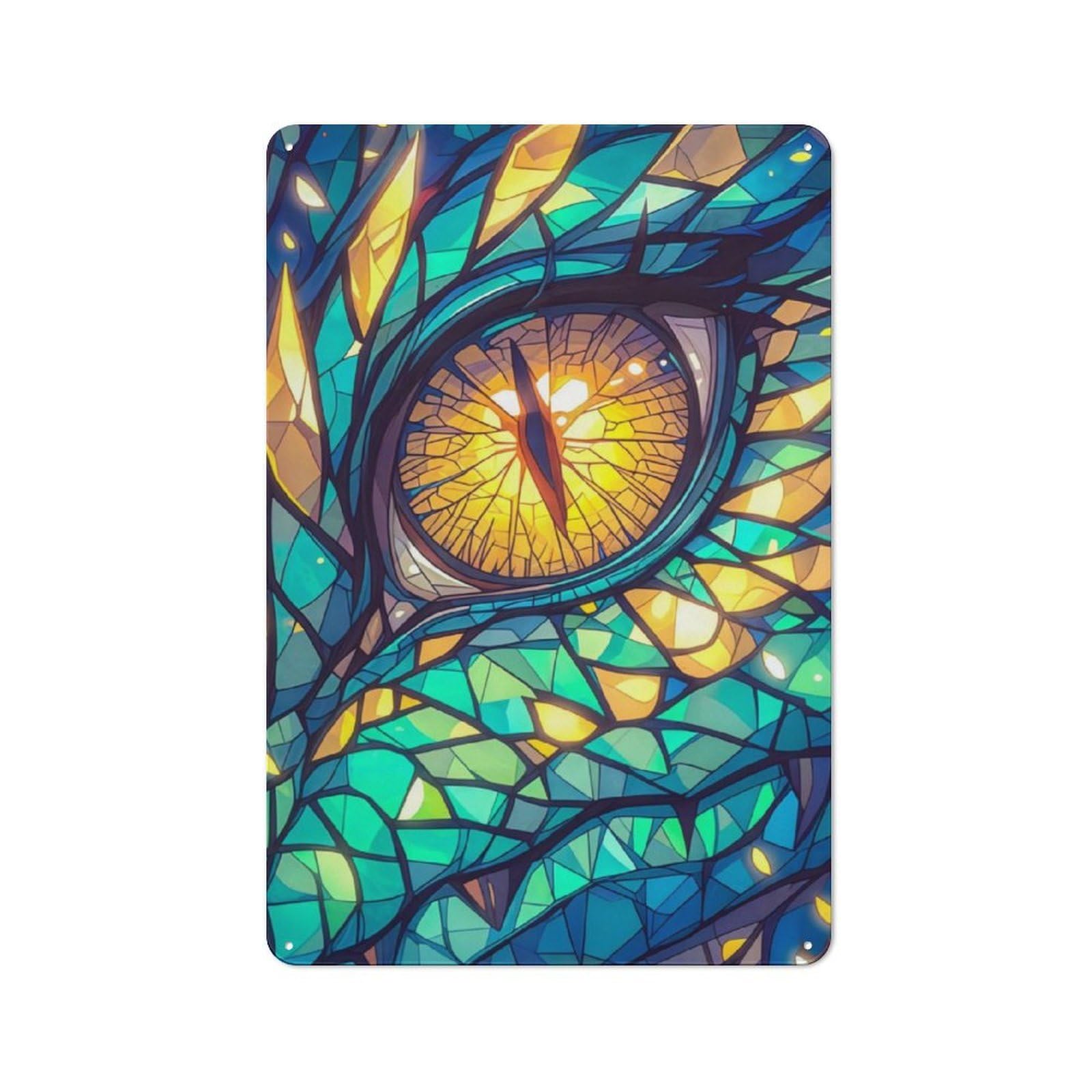 Junmoney Emerald Dragon Eye Vintage Metal Plaque 30X20cm For Living Room Or Hallway, A Christmas Gift For People Styling Living Room And Hallway
