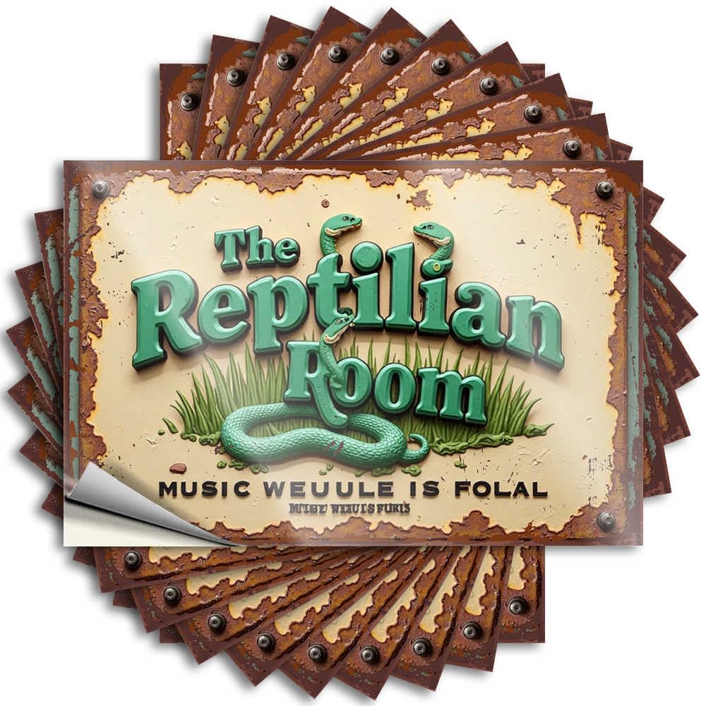 Lettering Sticker Cheap Home Gifts Case Vintage Sign: The Reptilian Room - Music Weuule is Folal - No Residue Decals for Teens(8X12CM)