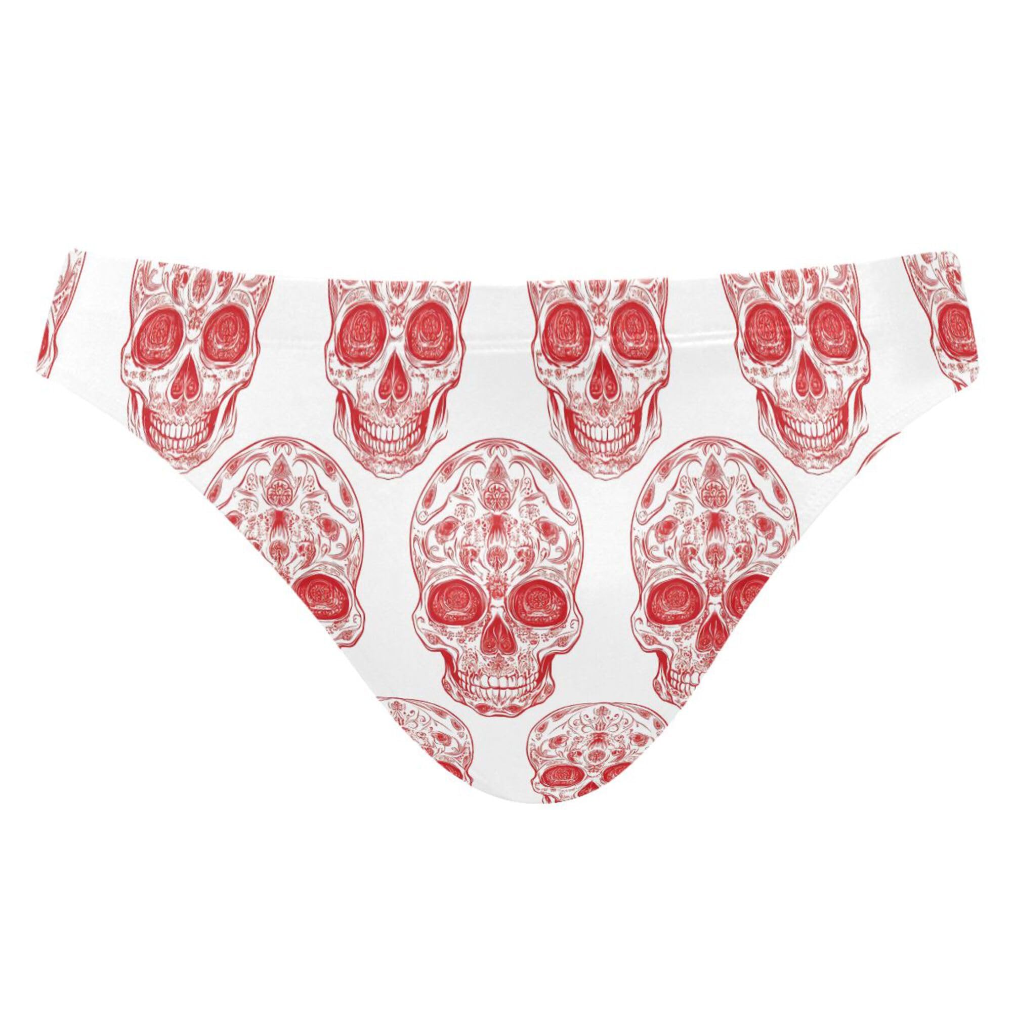 Red Skull Mens Swimwear Swim Briefs Bikini Swimsuit for Summer Beach L B0404377