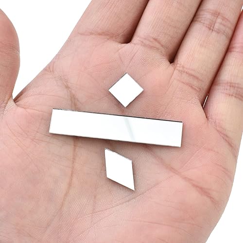 Miniatura 2 de Yimisya 150 espejos plateados de cristal real, azulejos de mosaico de 0.394 in x 0.394 in, mini espejo de mosaico para manualidades, decoración de