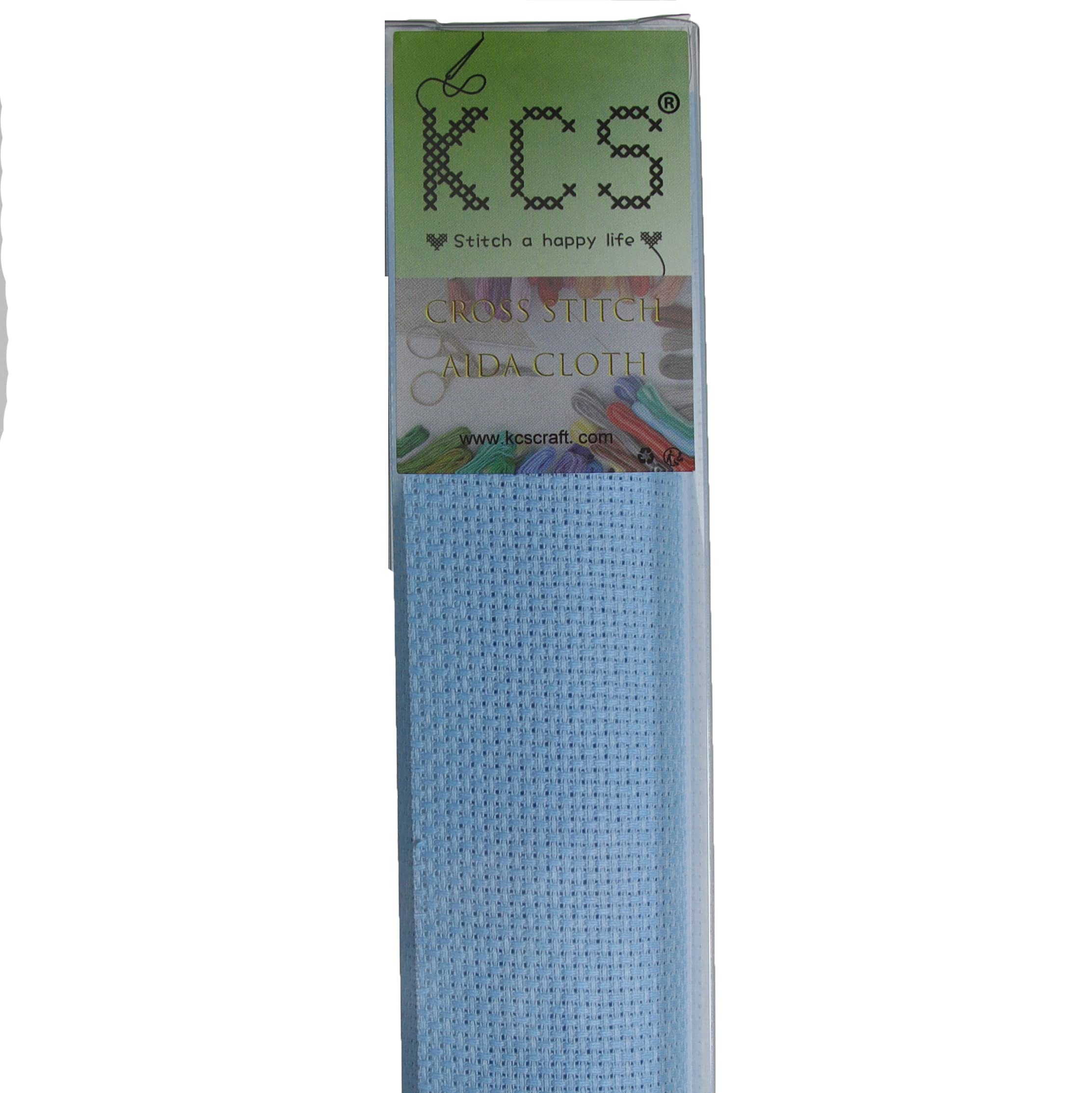 KCS 3 pc of 15" x 18" Counted Cross Stitch Cotton Aida Cloth Needlework Fabric (Light Blue, 16CT)