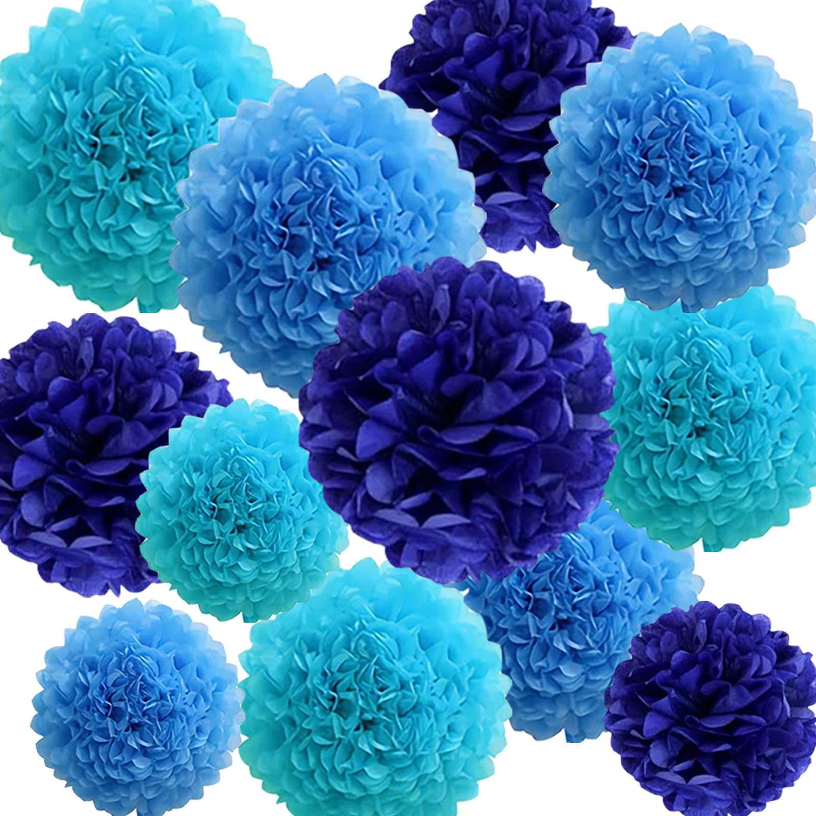 12Pcs Pastel Pink and Blue Hanging Tissue Paper Pom Poms,Gender Reveal Pompoms Flowers for Ceiling Party Decorations