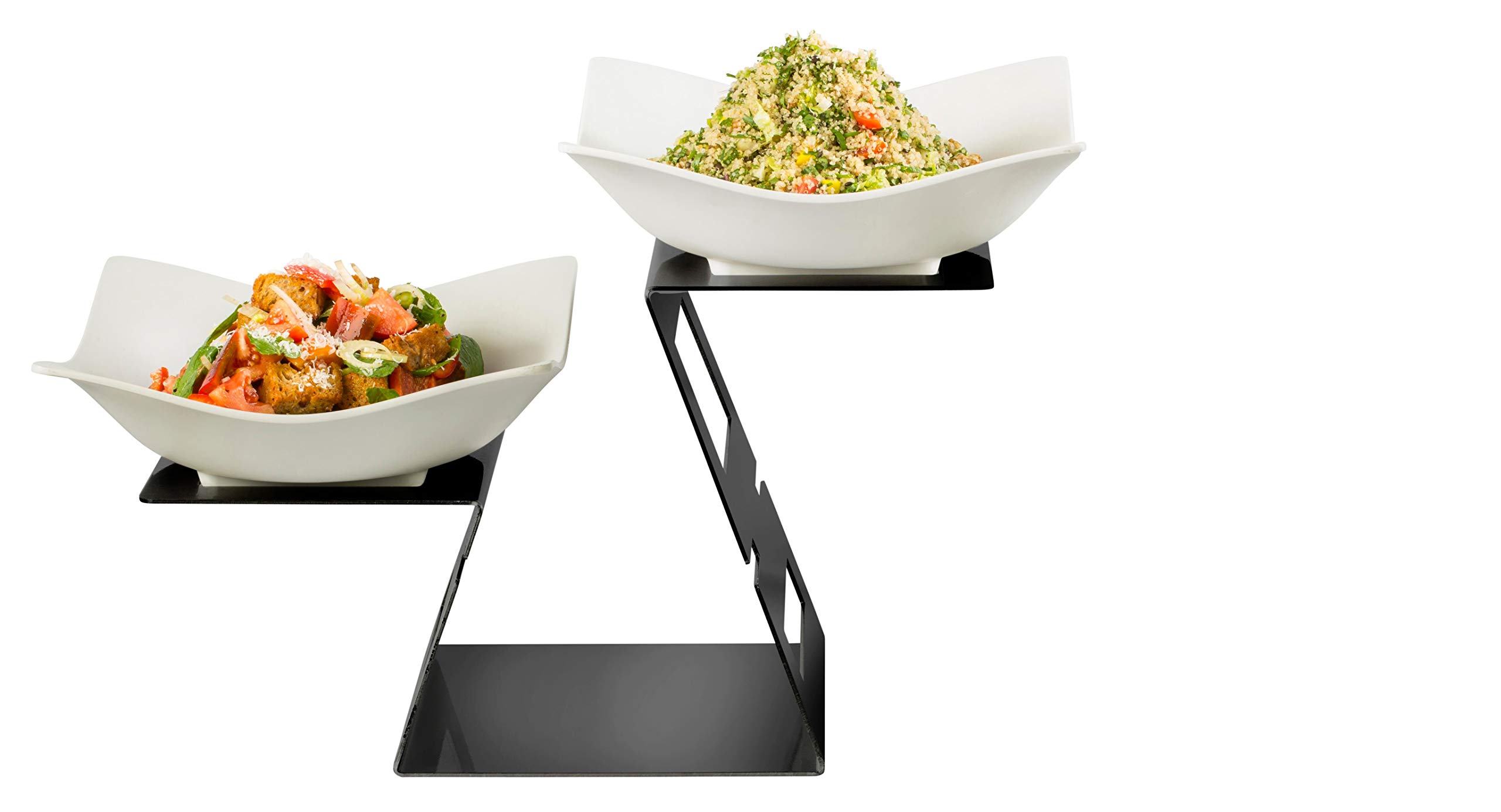 Rosseto SM340 Swan Riser Set Black Matte with Forme' Melamine Bowls