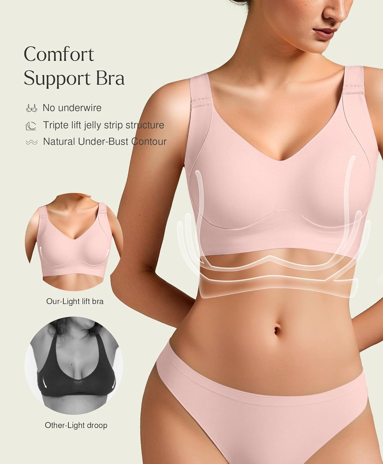 Popilush Bras for Women Wireless Seamless Push Up Bra No Underwire Comfy Supportive Tshirt Bralette - Image 2