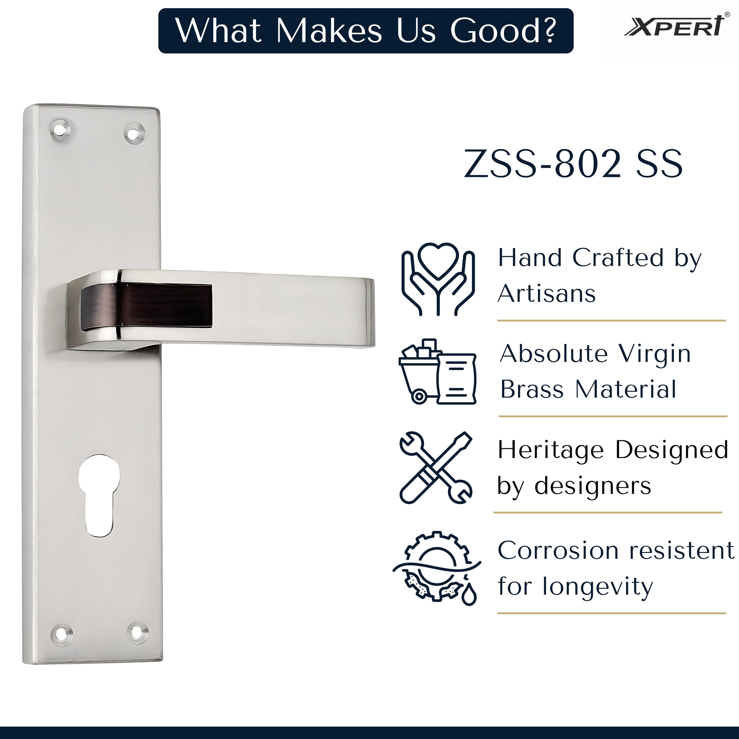 Xpert ZSS - 802 (SS) 8 Inches KY Mortise Door Lock for Home Main
