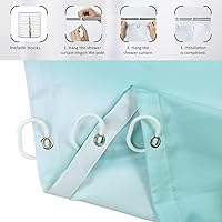 Vista 5 de Cortina de ducha con diseño de mármol verde, verde azulado y blanco degradado, moderna, abstracta, de lujo, ondas, decoración del hogar, tela