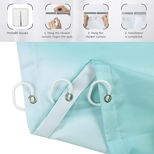 Miniatura 5 de Cortina de ducha con diseño de mármol verde, verde azulado y blanco degradado, moderna, abstracta, de lujo, ondas, decoración del hogar, tela