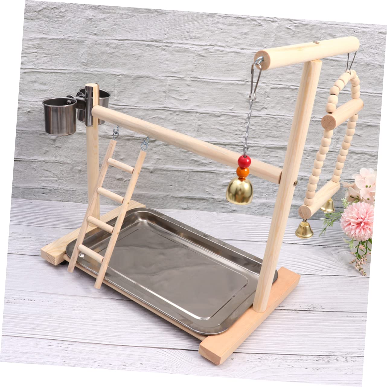 GALPADA Aire de Jeux pour Perroquets en Bois, Échelle et Balançoire
