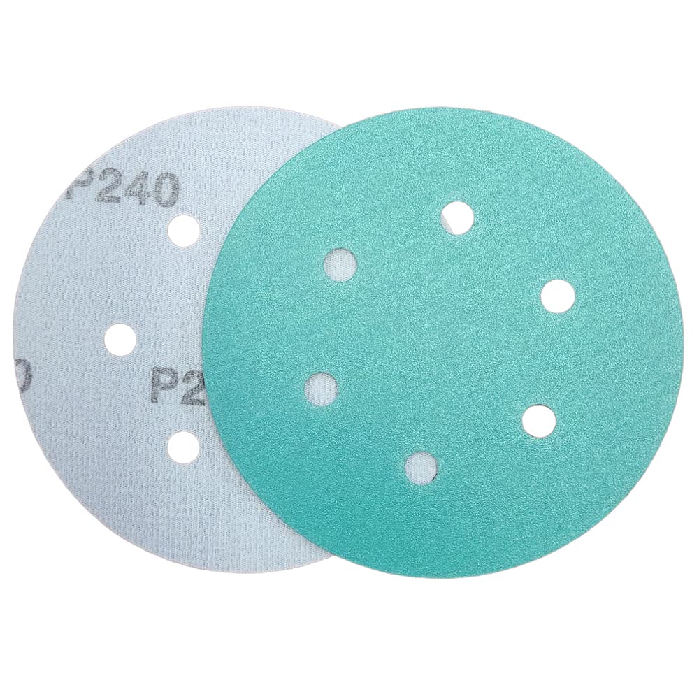 6" Wet and Dry Green Sanding Discs with Holes Hook and Loop for Orbital